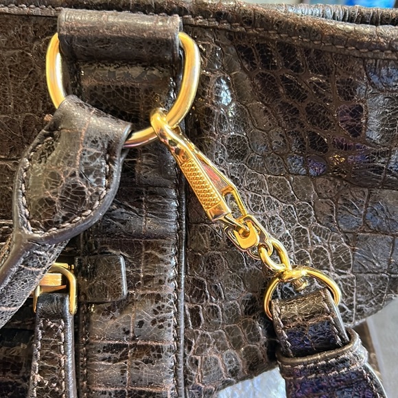 MIU MIU Brown St. Cocco Croc-Embossed Tote in Dark Brown Leather - Picture 10 of 16